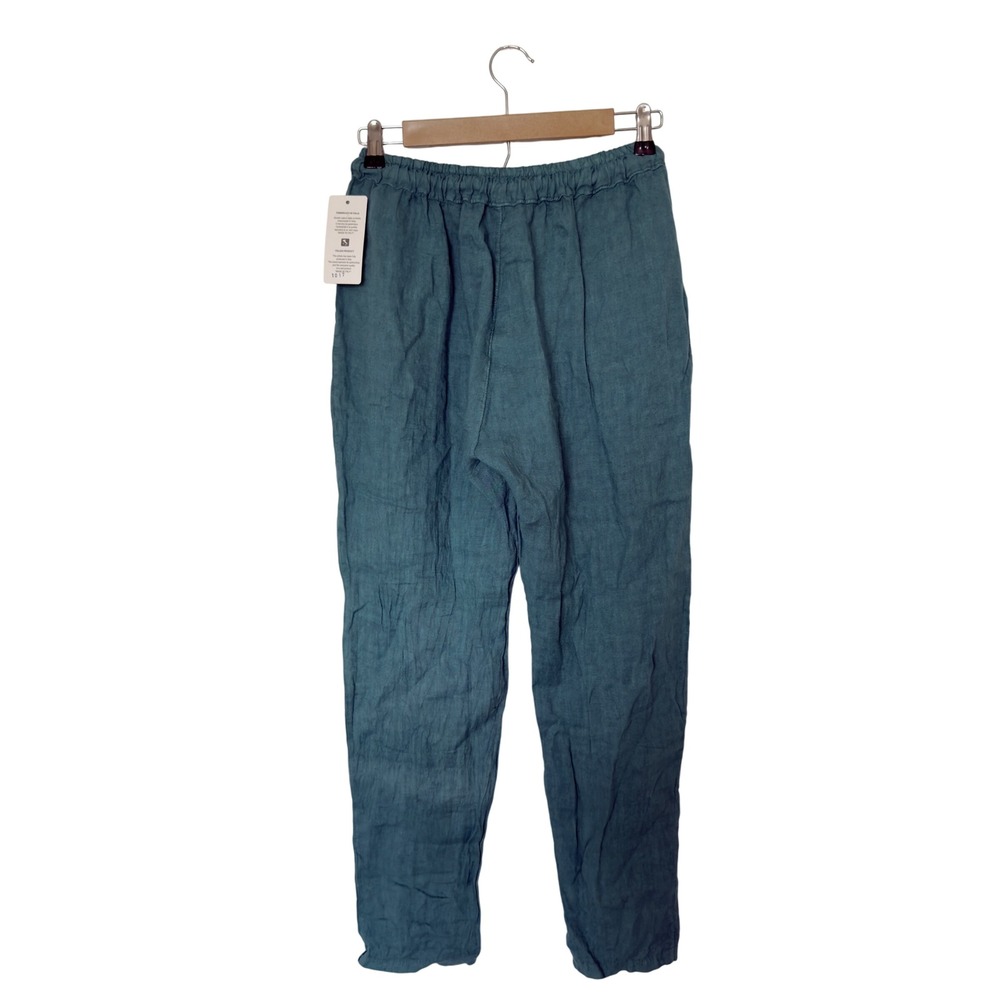 New Made In Italy Women’s Green Small Elastic Waist Pull On Pants Lagenlook Boho - Picture 2 of 6